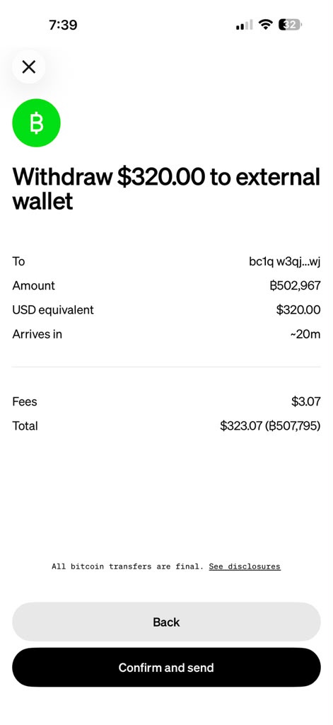 320 dollar Bitcoin withdrawal labeled as shipping